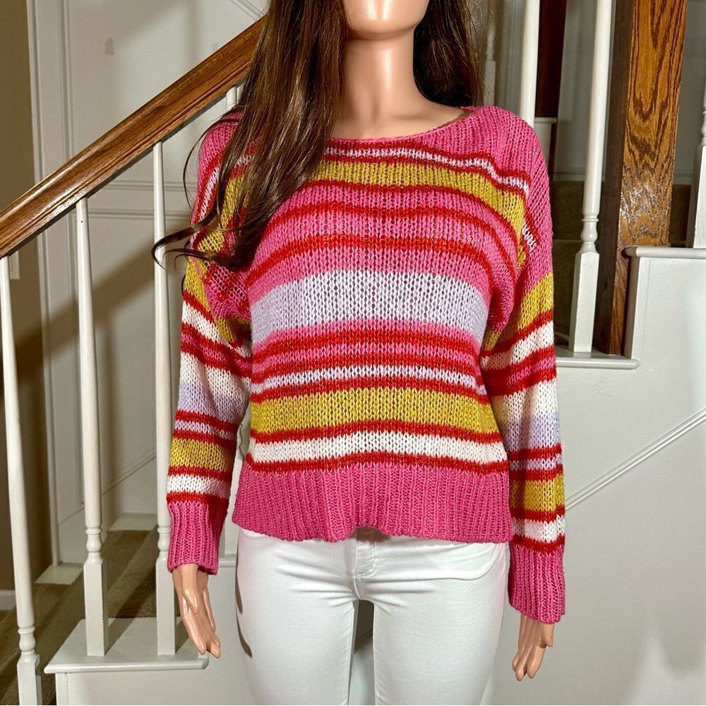 Pink striped soft light sweater